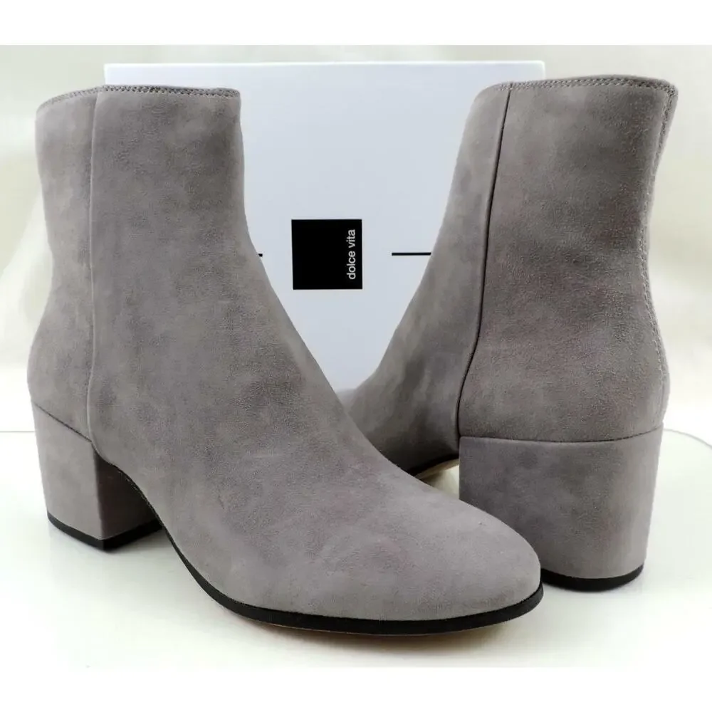 Women's Shoes Dolce Vita Maude Block Heel Ankle Boots Smoke Grey Suede
